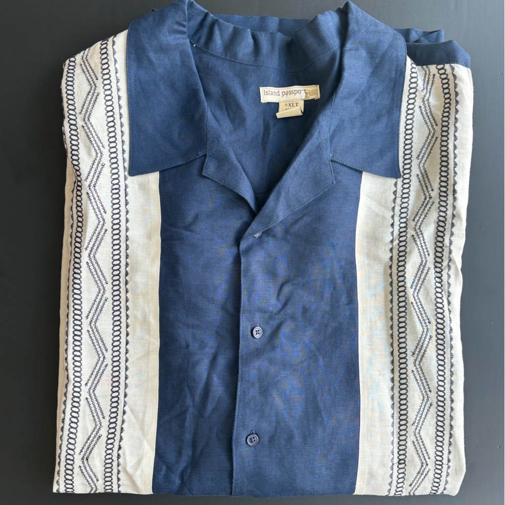Island Passport shirt. Men Size 4XL. New no tags. 55% Linen 45% Rayon.